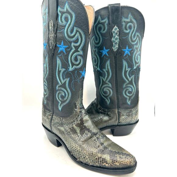Lucchese Shoes - Lucchese 1883 Women's Western Cowboy Boots black & Blue Python Leather 7